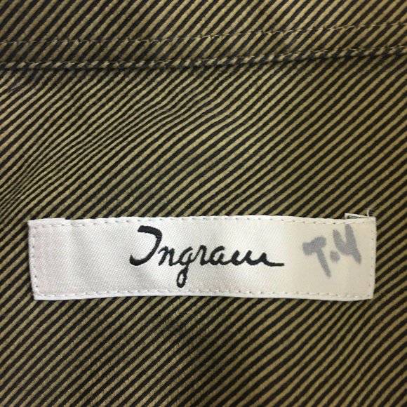INGRAM Mens Casual Button Shirt L Italian L/S Brown Black Stripe Pocket Large - Picture 3 of 12